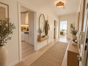 Mehr als nur vier Wände: Balkon, Grün und eigene Garage in Essen-Stadtwald - Flur-KI-Mustereinrichtung